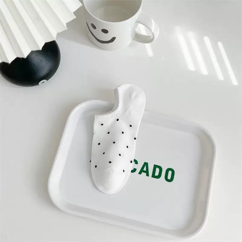 Striped Boat Socks Women'S Summer Thin Trendy Cotton Socks Polka Dot Non-Slip Invisible Short Socks Summer Versatile