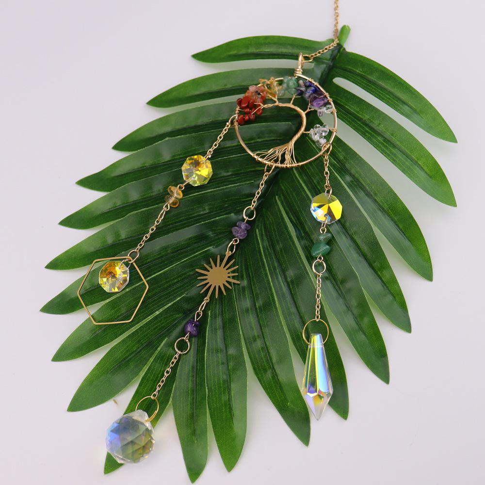 Dreamcatcher Tree of Life Crystal Suncatcher Pendant for Festive Garden Decor T120