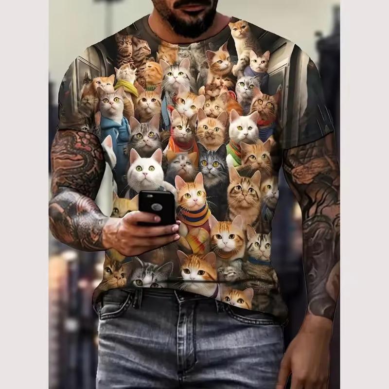 

Summer Animal T Shirt for Men 3d Cat Pattern Print T Shirt Casual Short Sleeve Tee Fashion Men s Oversized Clothing 6XL