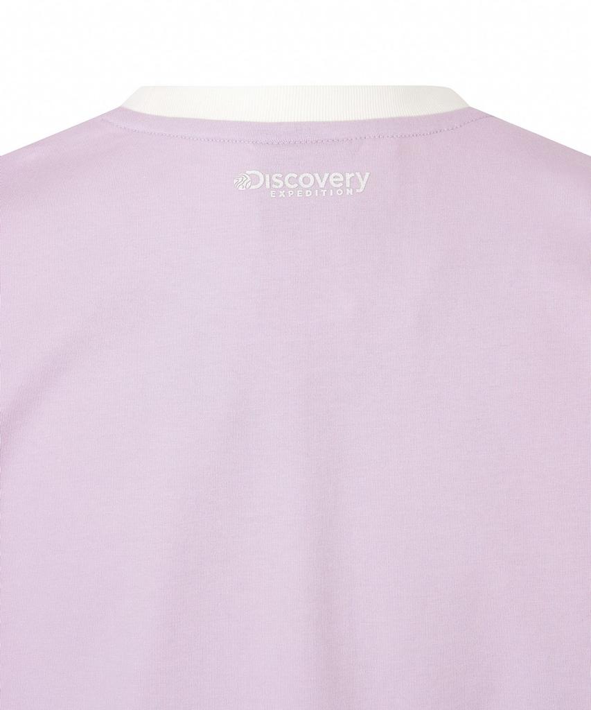 DISCOVERY EXPEDITION Women'S Freshvent Lettering Semi-Crop Ringer T-Shirt (L.Violet)