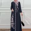 Accappatoi Lunghi a Maniche Lunghe Abaya Donna Moda Musulmana Scollo a O Casual Vestidos Ampi Turchia Stampa Floreale Abito Maxi