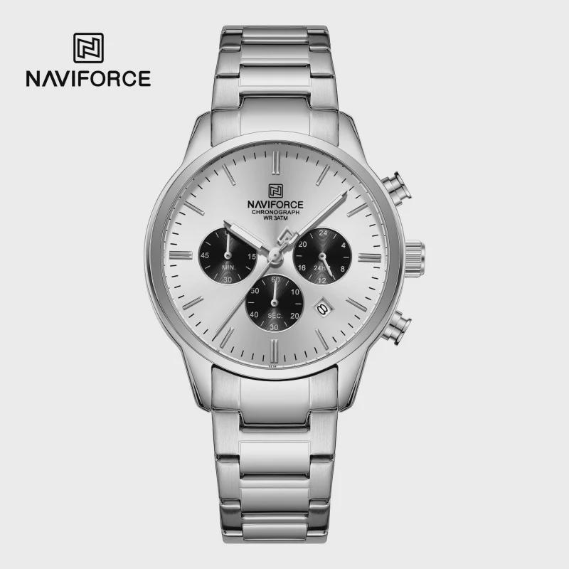 

Men Watch Simple Business Chronograph Date Steel Strap Wristwatch Waterproof Quartz Male Clock Gift Full Silver