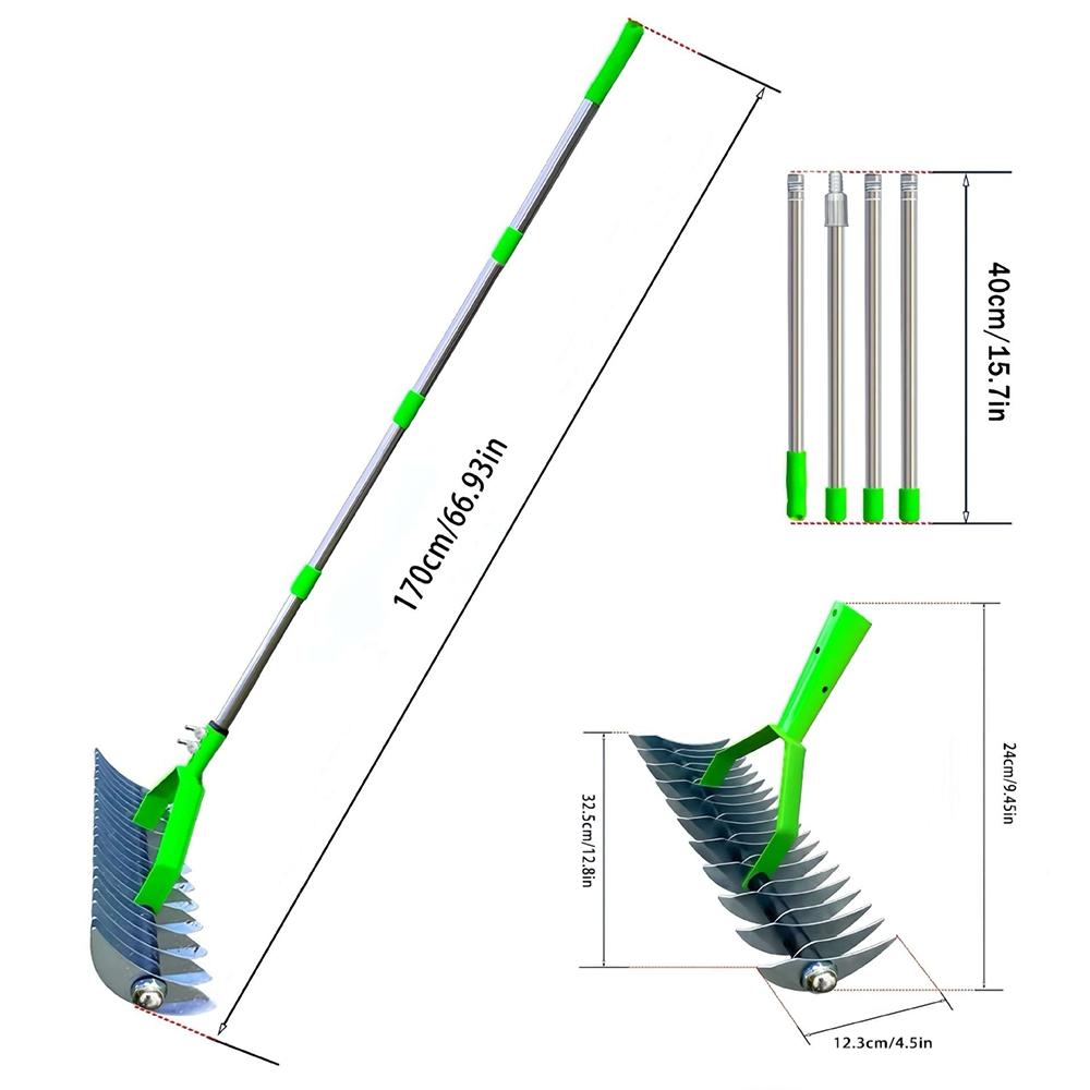Detachable Lawn Rake Thatch Rake for Lawn Care Dethatching Rake Garden Leaf Rake Soil Cultivator Lawn Grass Rake Aerator Tool