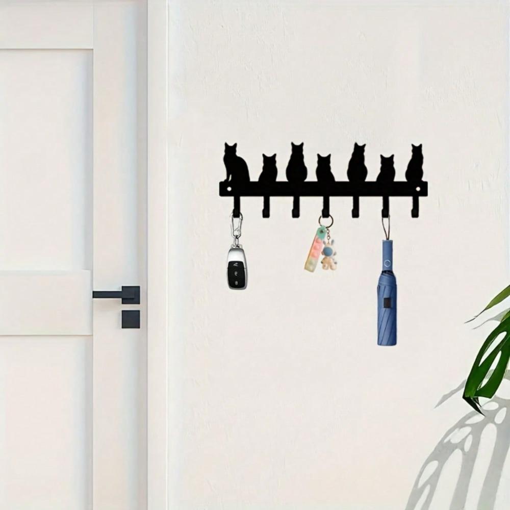 Modern Black Metal Wall Hook Multi Purpose Home Decor Shelf Indoor