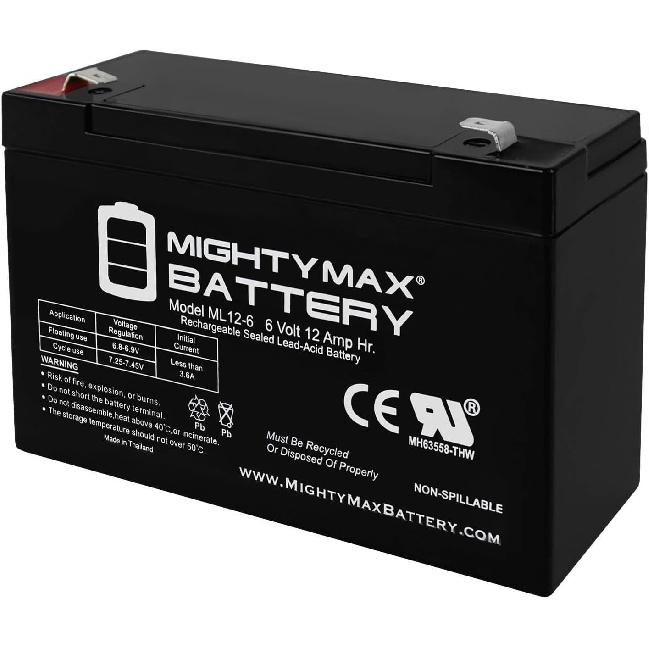 Mighty Max Battery 6V 12AH F2 SLA Replacement Battery for Yuasa MP10, NPX-50, NP12-6