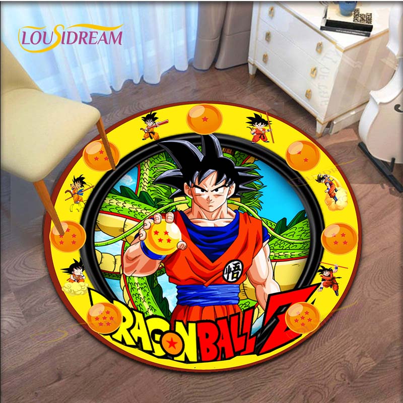 GOKU Carpet Cartoon Dragon Ball Non-slip Floormat Area Rug Round Play Mat for Playroom Kidsroom  Rugs for Bedroom