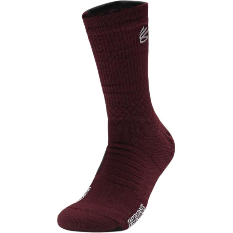 Under Armour Curry Crew Socks Unisex 1 Pack Red 1376231-600 XL