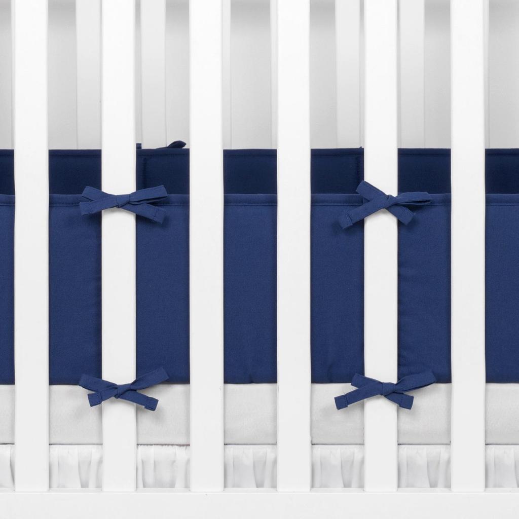 Celoroční jednobarevná sada mantinelů do dětské postýlky - 4dílný protikolizní ohraničník pro bezpečnost kojence