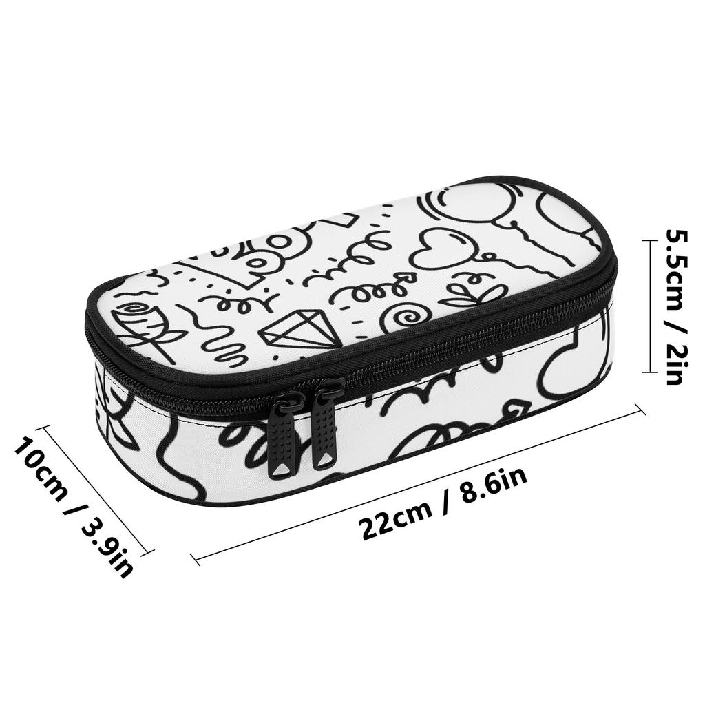 Pencil Pouch Printed 300D Polyester Zipper Closure with Mesh Storage Layer Removable Divider and Pen Holders for Boys Girls