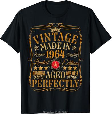 Vintage 60th Birthday Decorations Vintage 1964 60 Birthday Tshirt Summer Tshirt Unisex Fashion Short Sleeve Casual Fitness T Shirt