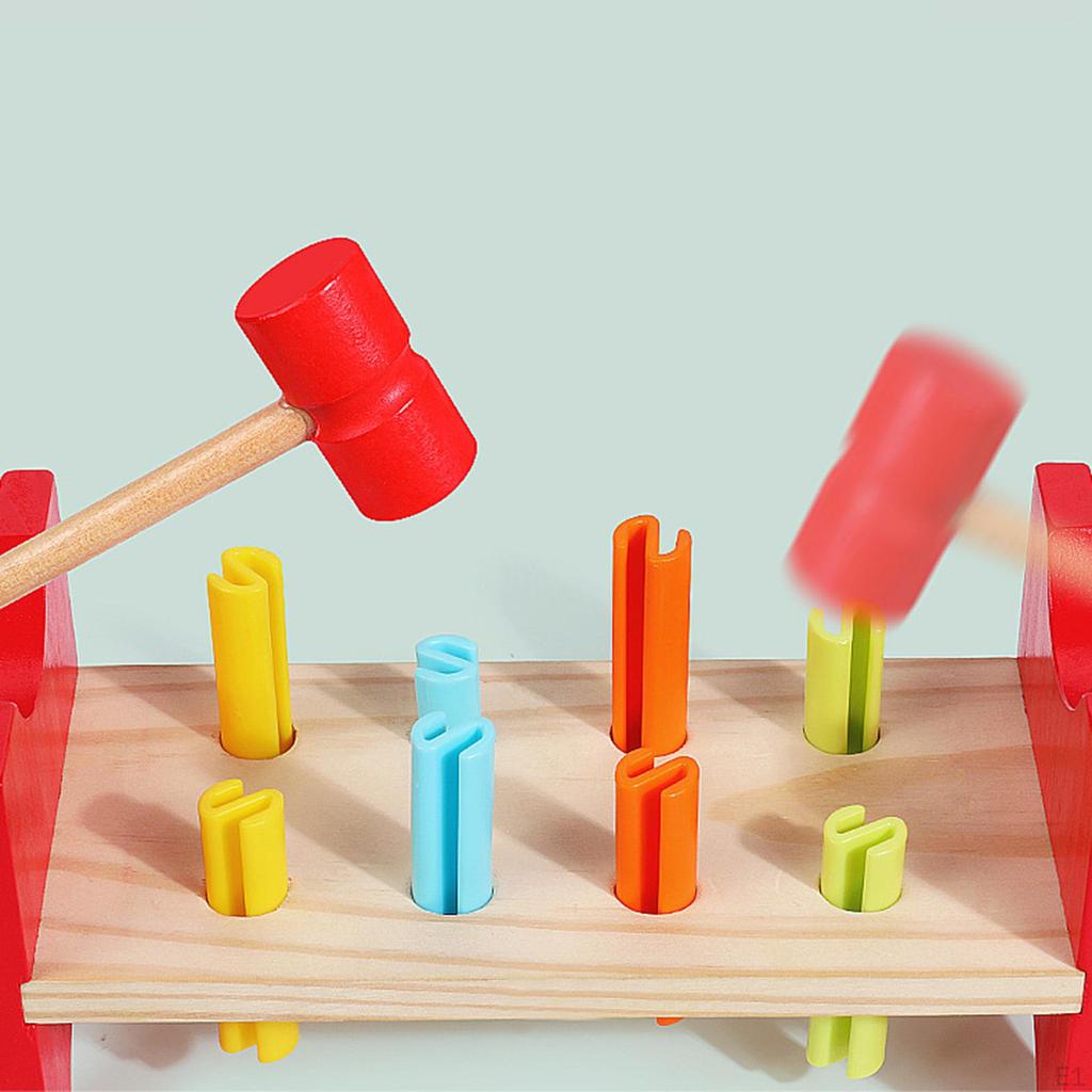 Pounding Bench Wood Toy Early Learning with Mallet Educational for Party Favor