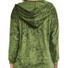 Ladies' Loose And Comfortable Gold Velvet V-neck Dawstring Hooded Button Up Oversized Top