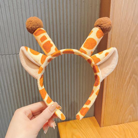 Headband Anti-Slip Soft Plush Fabric Cartoon Sika Deer 3D Ears Design Headband Face Washing Makeup Hair Hoop Hair Accessory