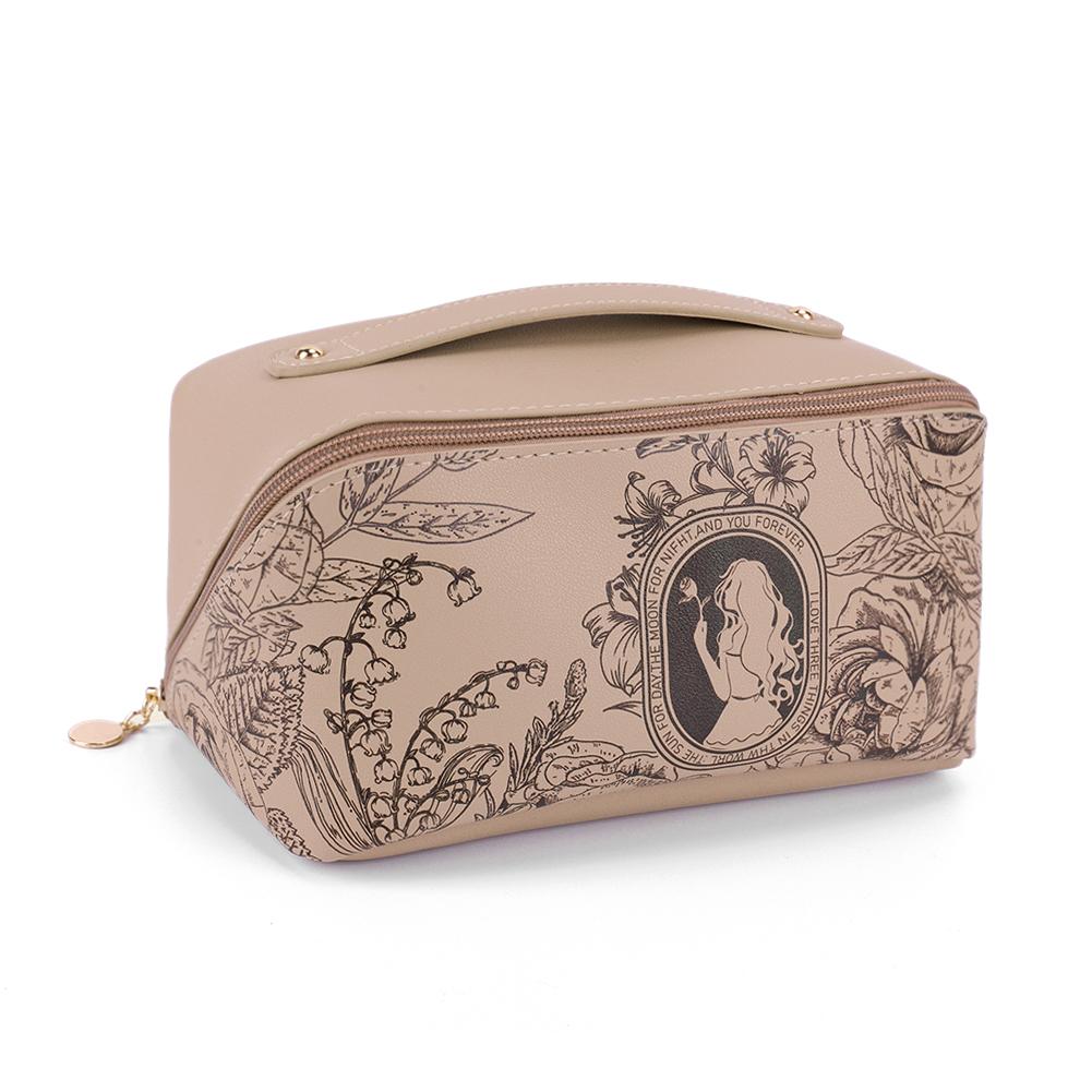 

Популярная косметичка из ПУ, органайзер для косметики, большая вместимость, портативная косметичка, водонепроницаемая, двухслойная, для женщин и девочек хаки