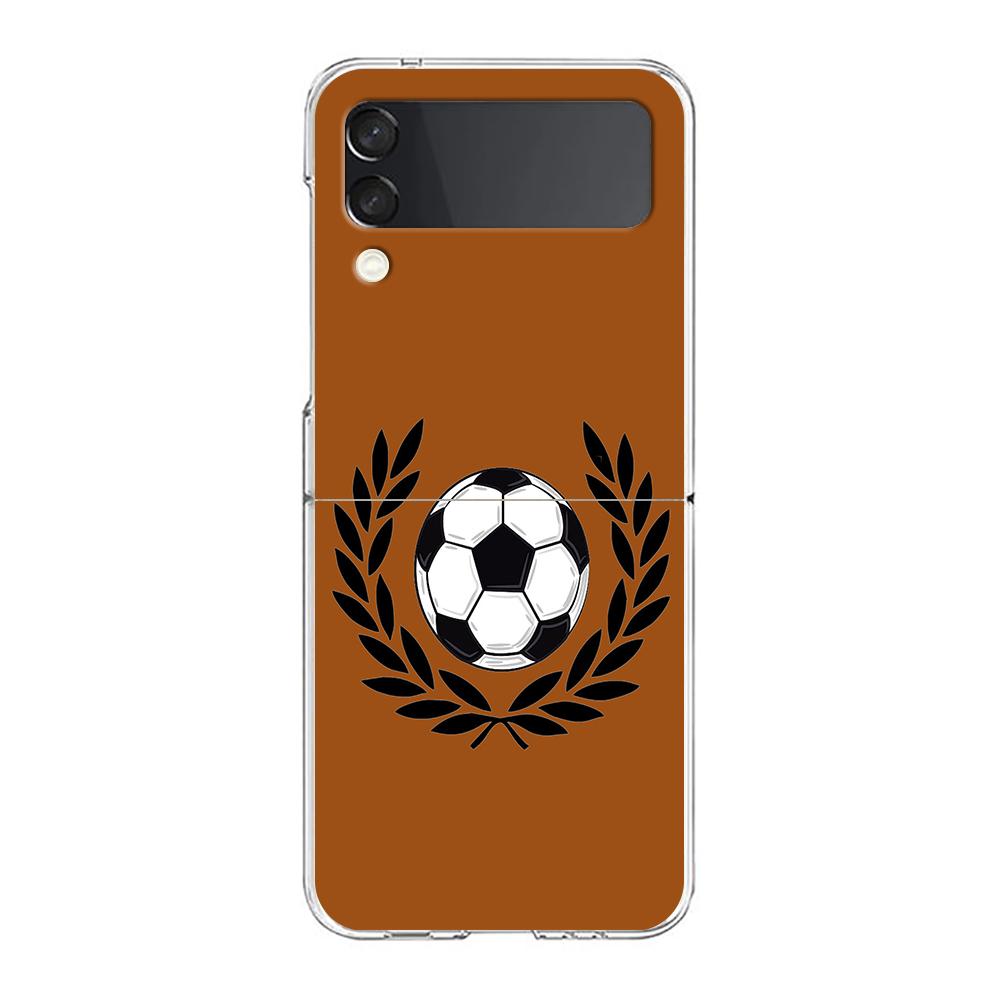 Transparent Phone Case For Samsung Galaxy Z Flip 3 4 5 6 7 Hard Folding PC Z Flip3 Flip4 Cover Soccer Heartbeat
