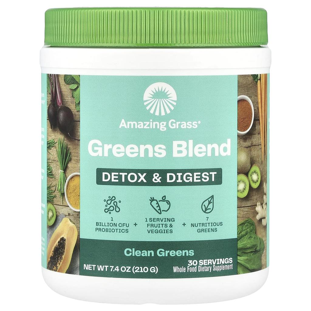 Greens Blend, Detox & Digest, Clean Greens, 210G(7.4Oz)