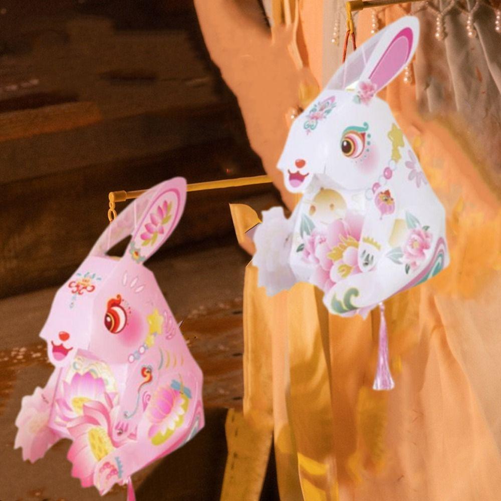 Paper Handheld Rabbit Lantern Handmade Mid-Autumn Festival Lantern  School Project
