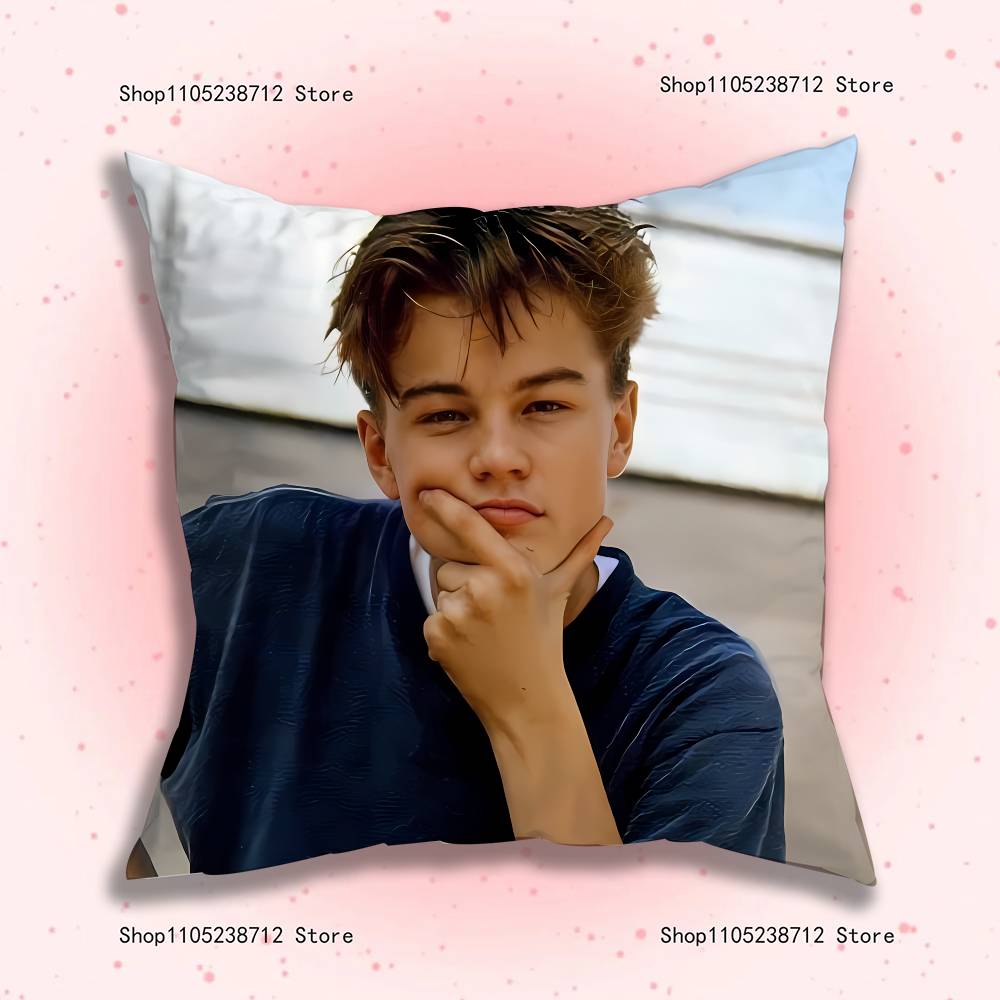 L-Leonardo DiCaprio Junges Anime Kissenbezug Anti-Milben Kissenbezug Unsichtbarer Reißverschluss Seidiger Kurzer Plüsch Sofakissenbezug