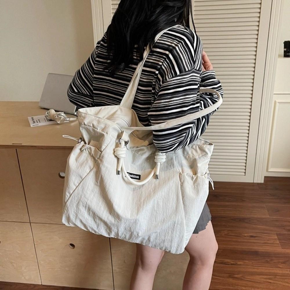 Large Capacity Women's Totes Bag Solid Color Commuting Handbag Fashion Nylon Shoulder Bag  Girls