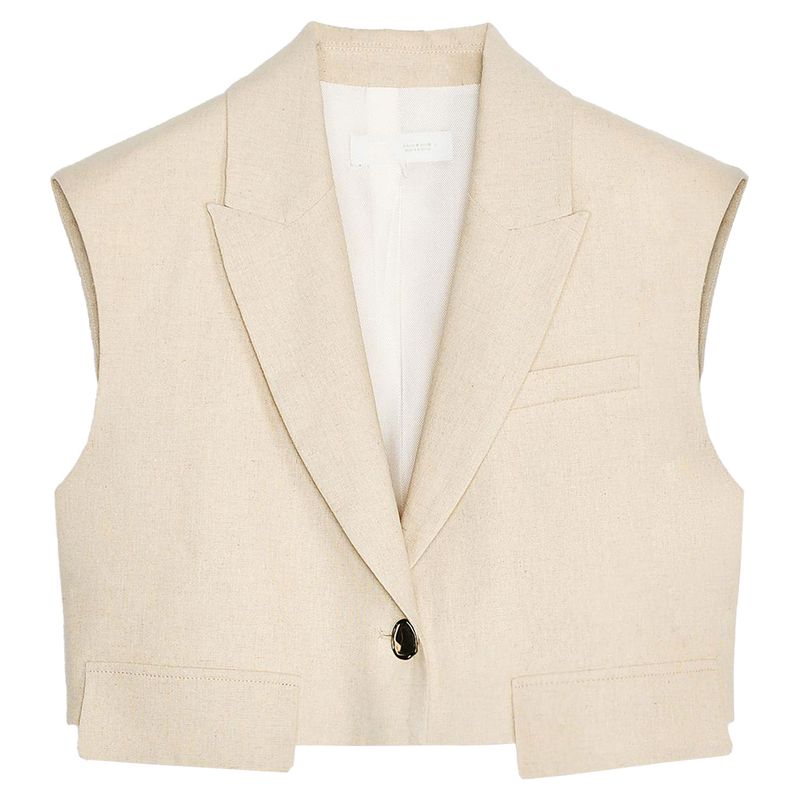 Zaprha 2025 Summer New Linen Blend Short Vest 2406998