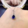 Sapphire Necklace Luxury Creative Blue Sapphire Pendant Necklace Female Sterling Silver Chain Necklace Wedding Jewelry