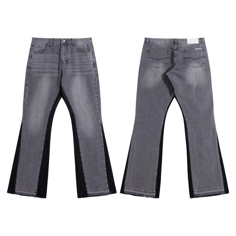 Mens High Street Graffiti Jeans Vintage Washed Slightly Flared Long Pants