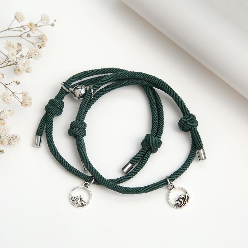 2pcs Mountain Alliance Each Other Couple Red Rope Bracelets a Pair of Magnet Stone Girlfriends Gift Braided Rope Jewelry