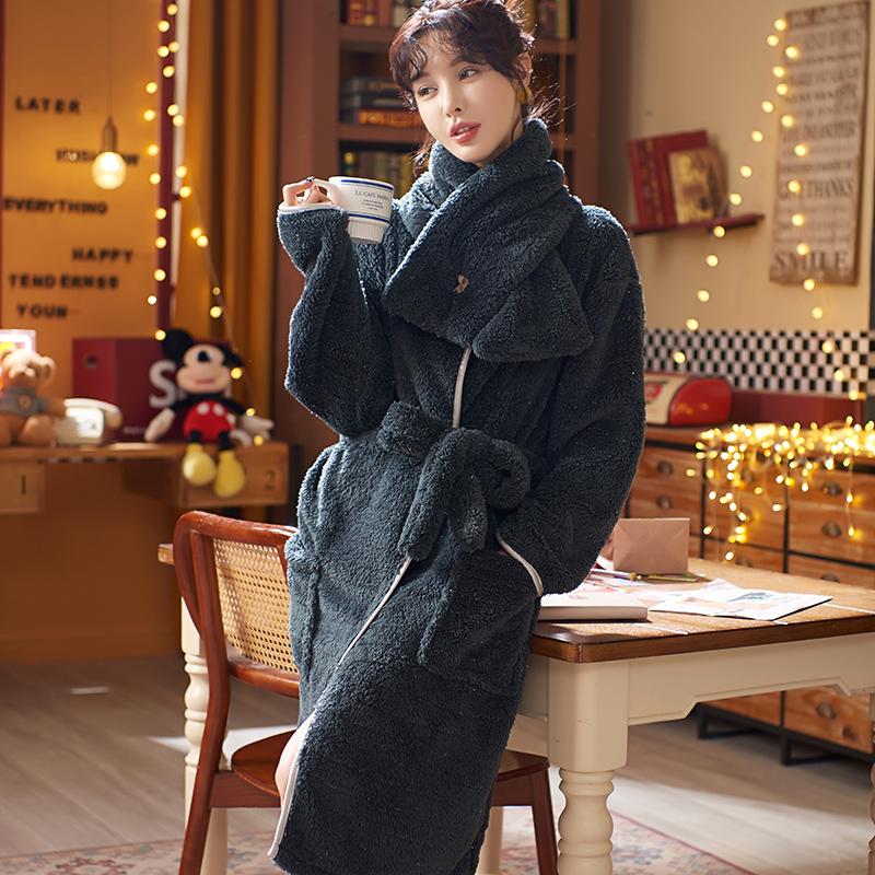 Cartoon Thicken Kimono Bathrobe Women's Dressing Gown Pajamas Hooded Robes Coral Fleece Sleepwear Winter Coats for Home Clothes