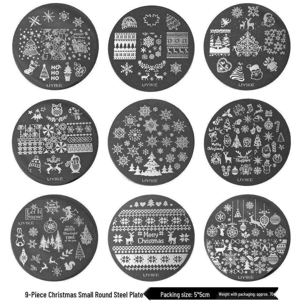 Nail Art Stamping Plates - Star, Polka Dot, Lines, Grid Lace Textures