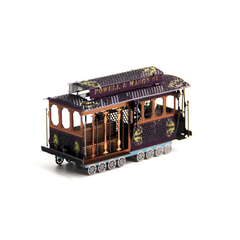 All-Metal 3D Tracked Sightseeing Tram Puzzle Toy - Stainless Steel DIY No-Glue Model