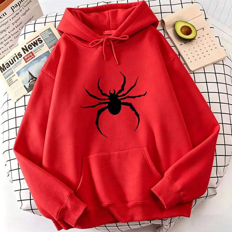 Sudaderas con Capucha Estampado de Araña Hip Hop Primavera Otoño Invierno Sudaderas Casuales Sudadera con Capucha Gráfica para Hombre Mujer