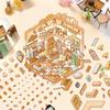 Cartoon Landscape Sticker Bear Bakery Miniature World 3D Hut Unzip DIY Scene Manual Post