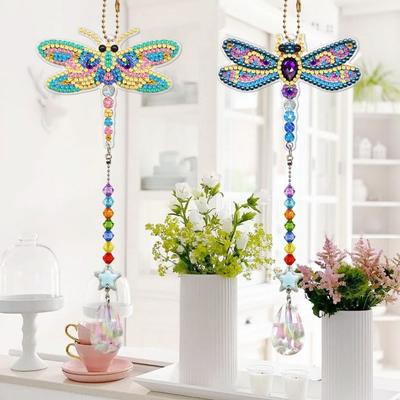 1 ensemble de pendentifs de peinture en strass à faire soi-même, outils complets, accessoires, pendentifs décoratifs en acrylique perlé Double face pour débutants, enfants et adultes