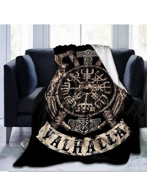 Ancient Scandinavian Norse Rune Axe 3D Soft Blanket Lightweight Flannel Throw Blanket For Teen Adult Suitable For Family Hotel