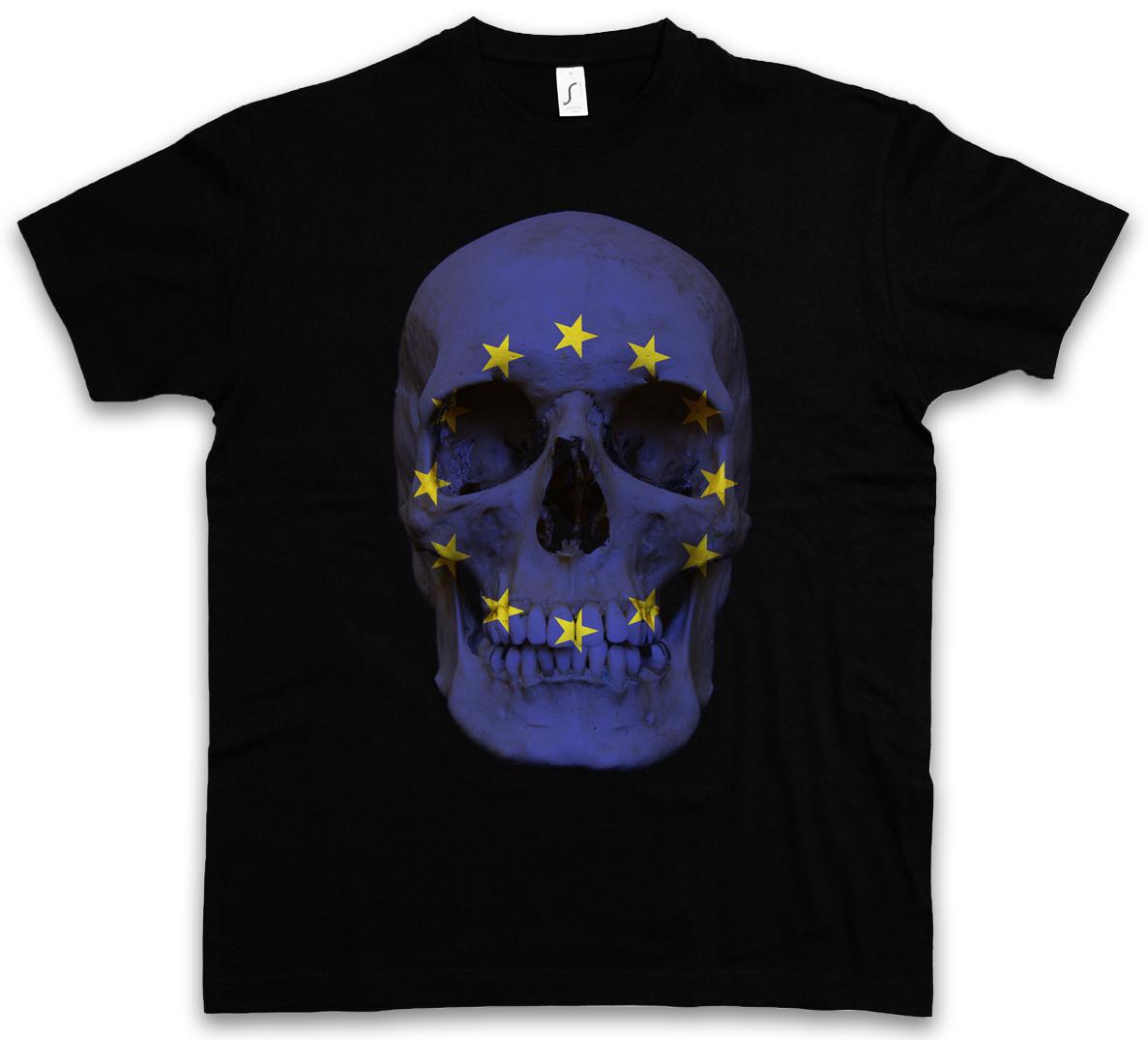 CLASSIC EUROPE SKULL FLAG T-Shirt Mens Womens Tees Top - Schädel Banner Fahne Europa XL