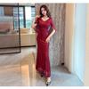 Black Evening Dress Skirt Women's High-end Toasting Clothes Light Luxury Sequins Niche Banquet Host Fishtail Dress