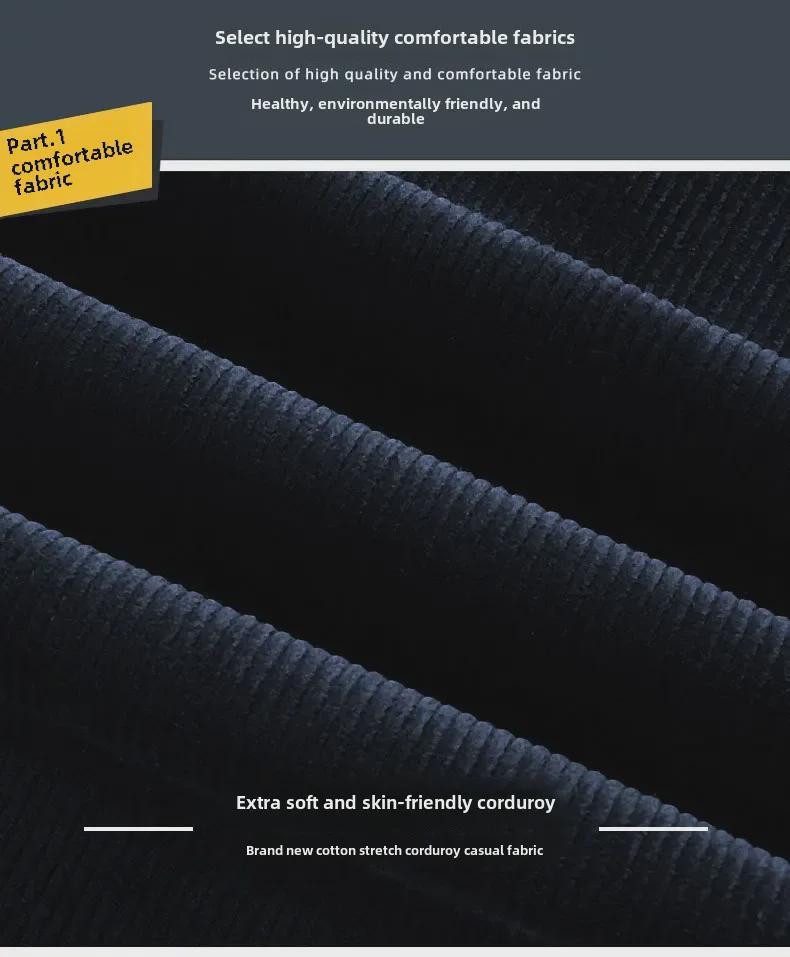 Pánské manšestrové elastické rovného střihu teplé ležérní kalhoty na podzim a zimu