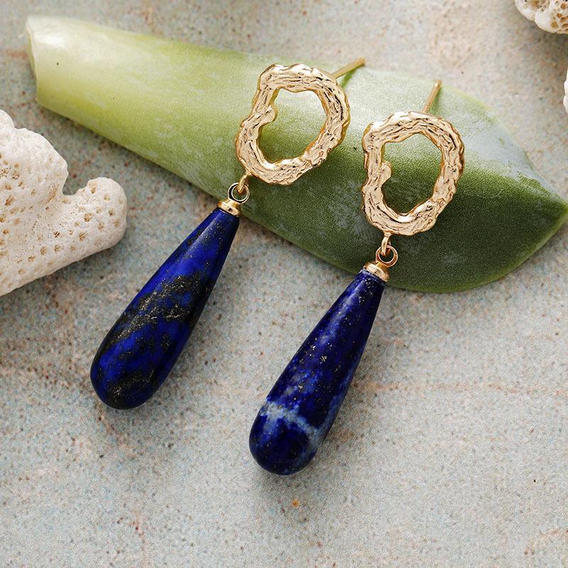 

High quality real gold electroplating fashion light luxury natural stone water drop earrings popular jewelry earrings