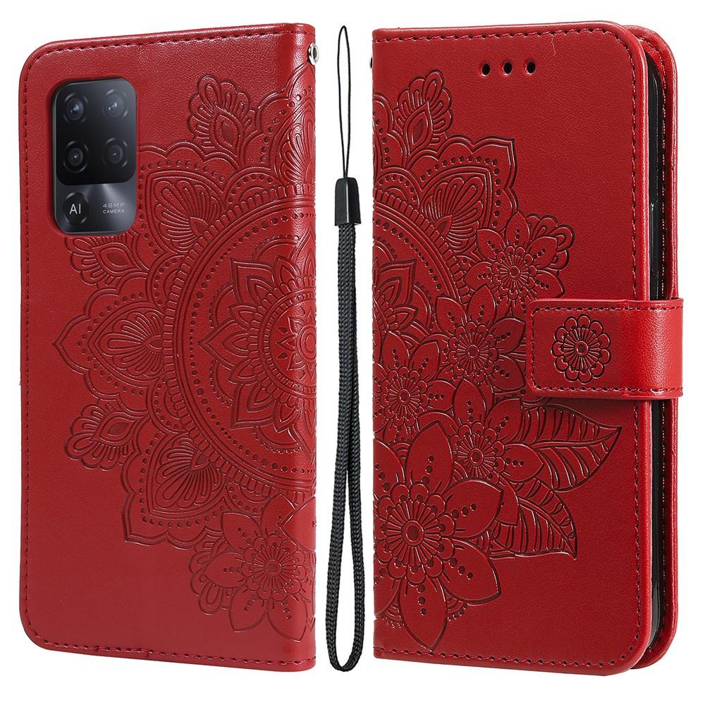 Flip Case for Oppo Reno5 Z / A94 / A95 5G, Mandala, Red