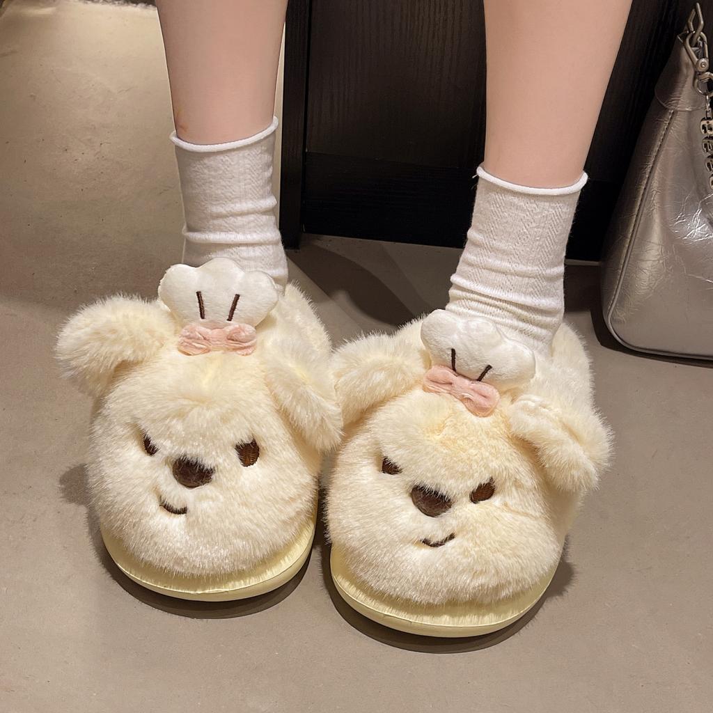 Niedliche Cartoon Koch Bär Baumwollpantoffeln Damen Herbst und Winter neu Indoor Zuhause Mao Mao Wochenbettpantoffeln