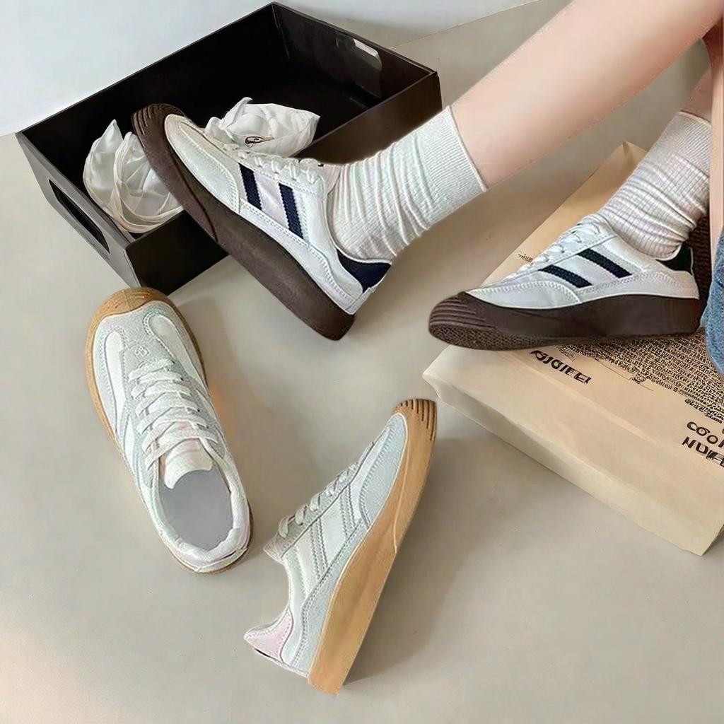 Niche retro German training shoes women's little white shoes casual board shoes ins trendy ugly cute Hong Kong style shoes foreign trade sports shoes