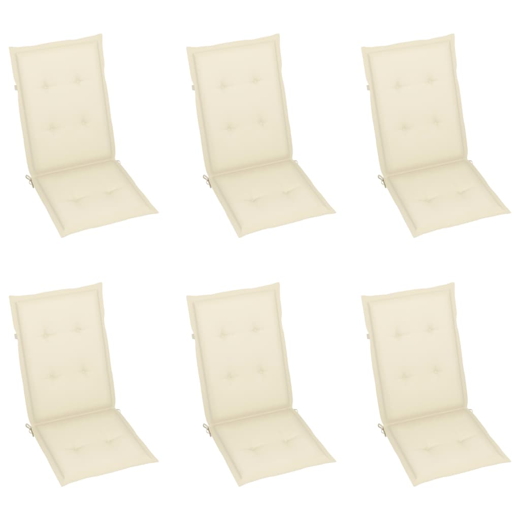 Foldable Garden Chairs Set 6 Pieces with Cushions Solid Acacia Wood
