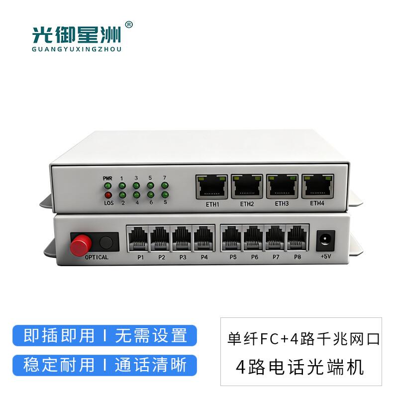 Guangyu Xingzhou 4-Ch Telephone & 4-Port Gigabit Ethernet Optical Transceiver