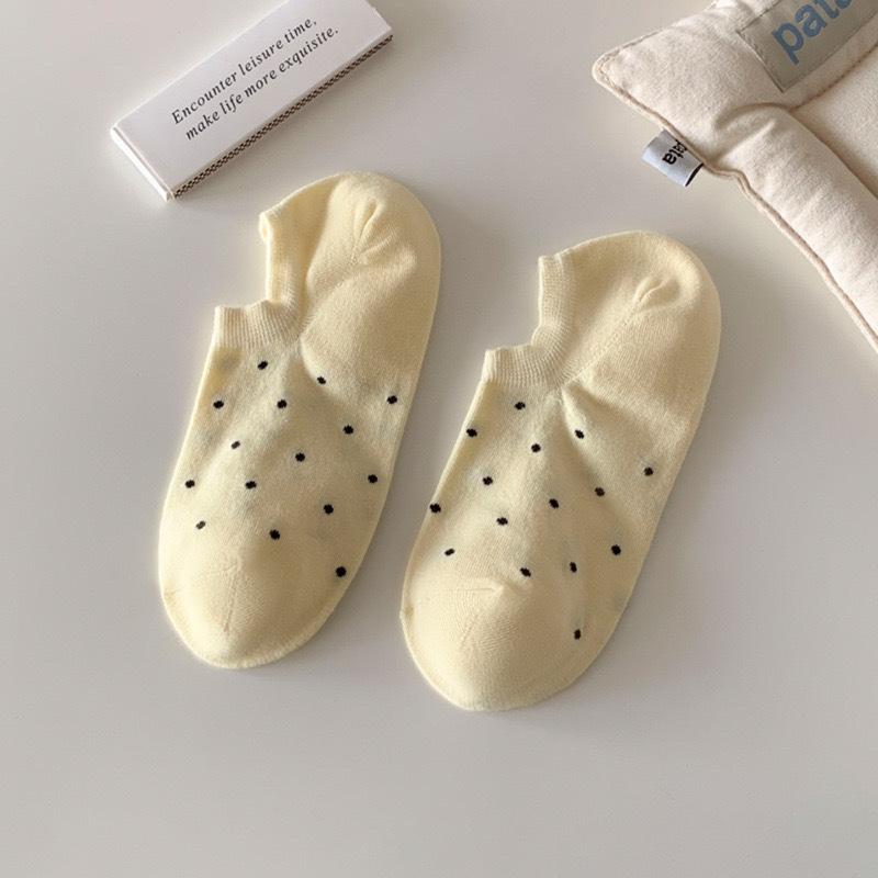 Seasonal Shallow Mouth Boat Socks Socks Women'S Solid Color Polka Dots Do Not Fall Off And Invisible Socks Summer Women