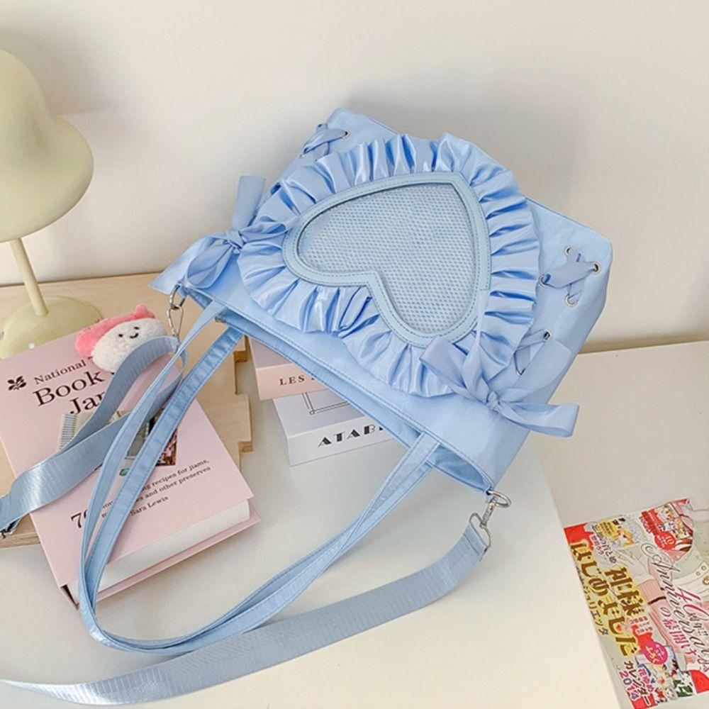 PU PVC Transparent Shoulder Bag Ribbon Anime Tote Bag Portable Bow Handbag  Children