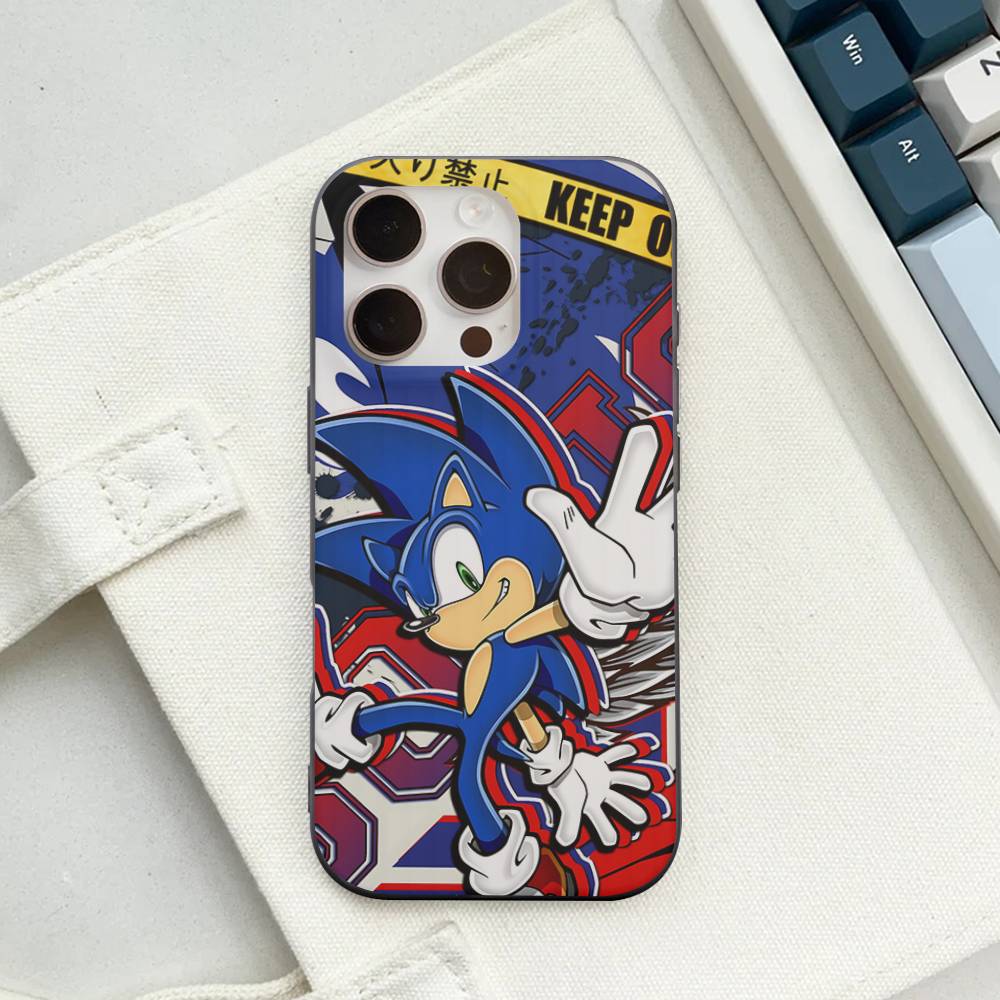 Anime S-Sonic H-HedgehogES For IPhone 16 15 14 13 12 11 17 Pro Max Plus Wave Corrugated Phone Case Anti Drop Cover