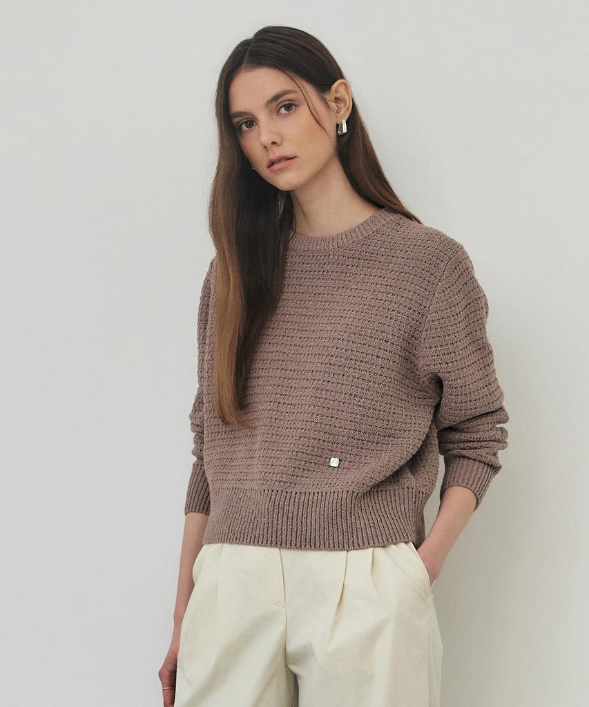ARTID Volume Textured Round Knit_Beige