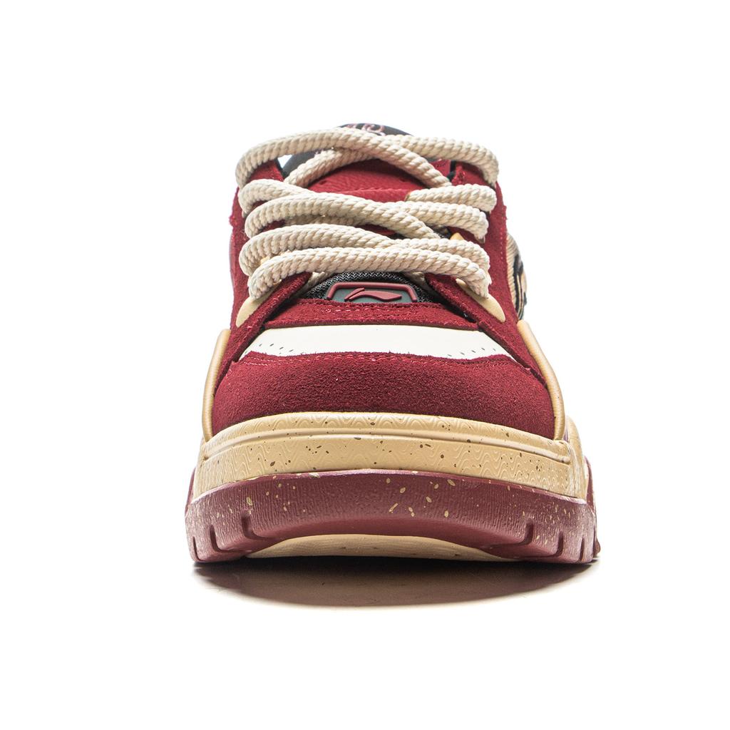 Li Ning Classic Fashion Trendy Thick Sole Height Increasing Slimming Versatile Bread Shoes Men Sneakers Dark-Red AGCV463-2