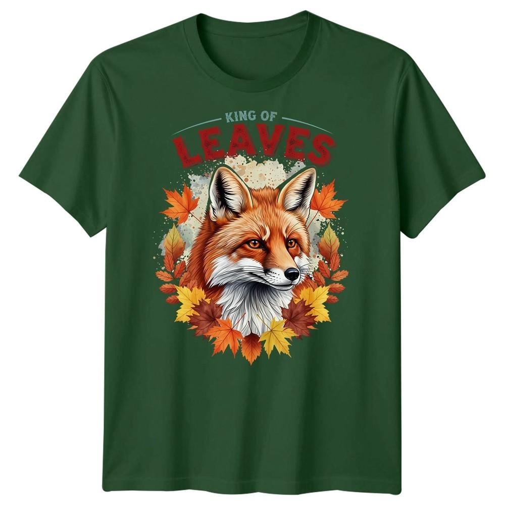 Re delle Foglie Volpe Foglie d'Autunno Stagioni T-Shirt Grafica Unisex