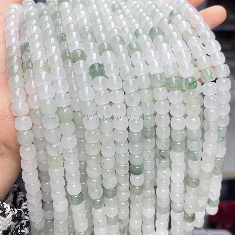 8/10mm Natural Tianshan Jade Old Shape Beads - Ice Jade Stone Apple Beads for DIY Jewelry